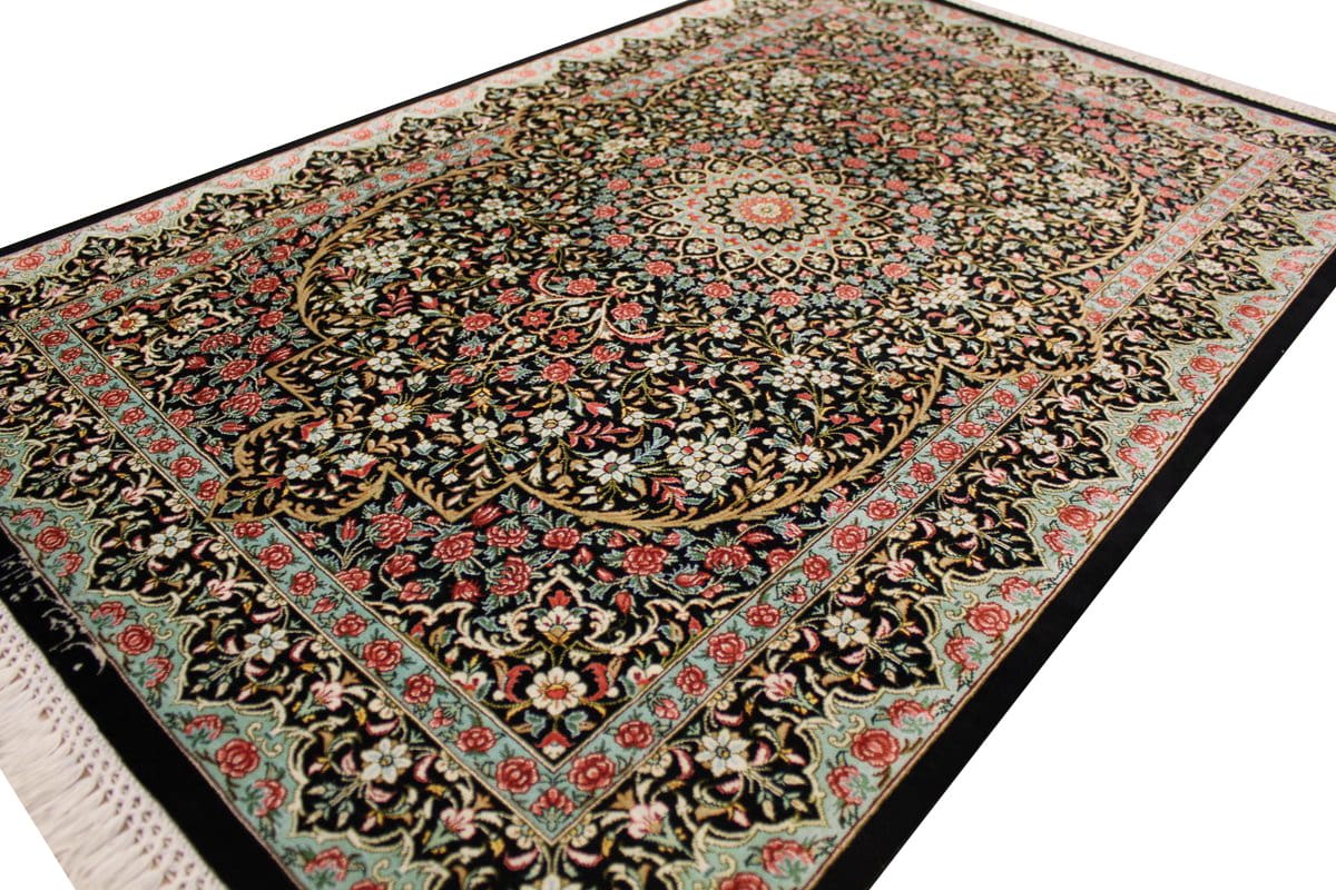 Ghom Seidenteppich 124×83 cm, meisterhaft geknüpft, Orientteppich