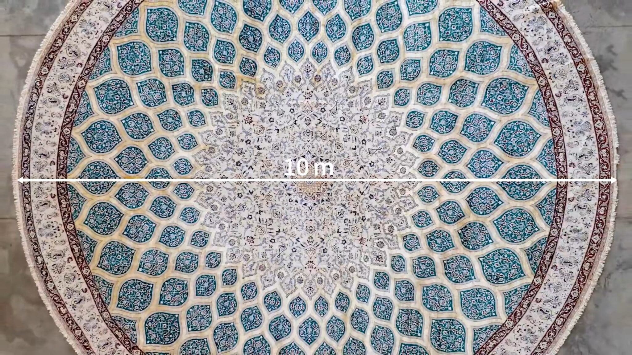 Nain Perserteppich 1000 × 1000 cm aus Seide, handgeknüpft