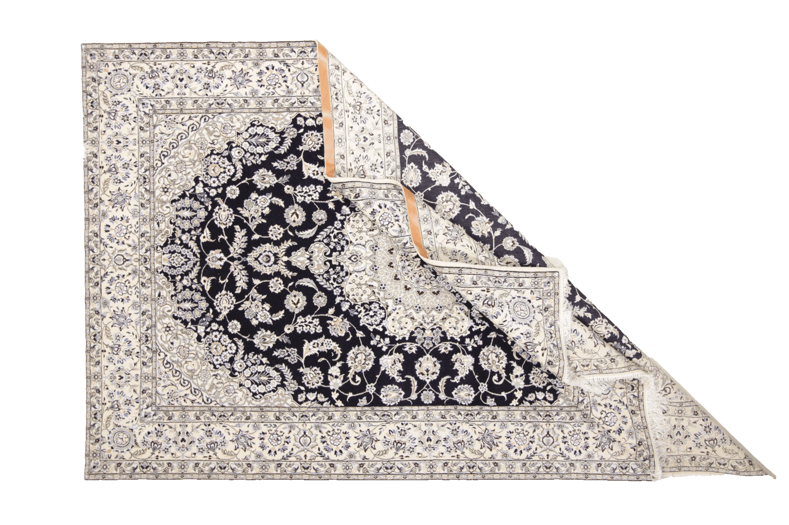 perserteppich-nain-9-la-314-x-203-cm-seide-handgeknupft-2 Handgeknüpfter Nain Perserteppich, 312 × 202 cm, Wolle & Seide