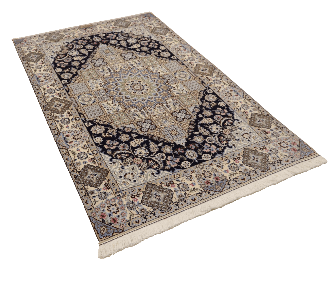perserteppich-nain-186-x-128-cm-80-wolle-20-seide-handgeknupft-3 Handgeknüpfter Nain Perserteppich 184 × 127 cm