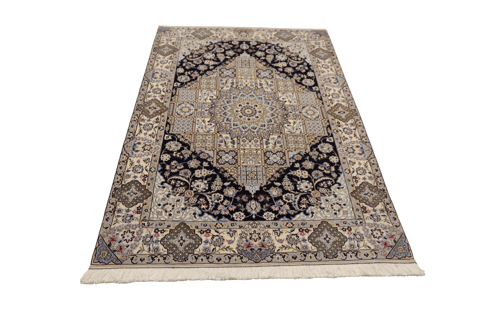 perserteppich-nain-186-x-128-cm-80-wolle-20-seide-handgeknupft-4 Handgeknüpfter Nain Perserteppich 184 × 127 cm