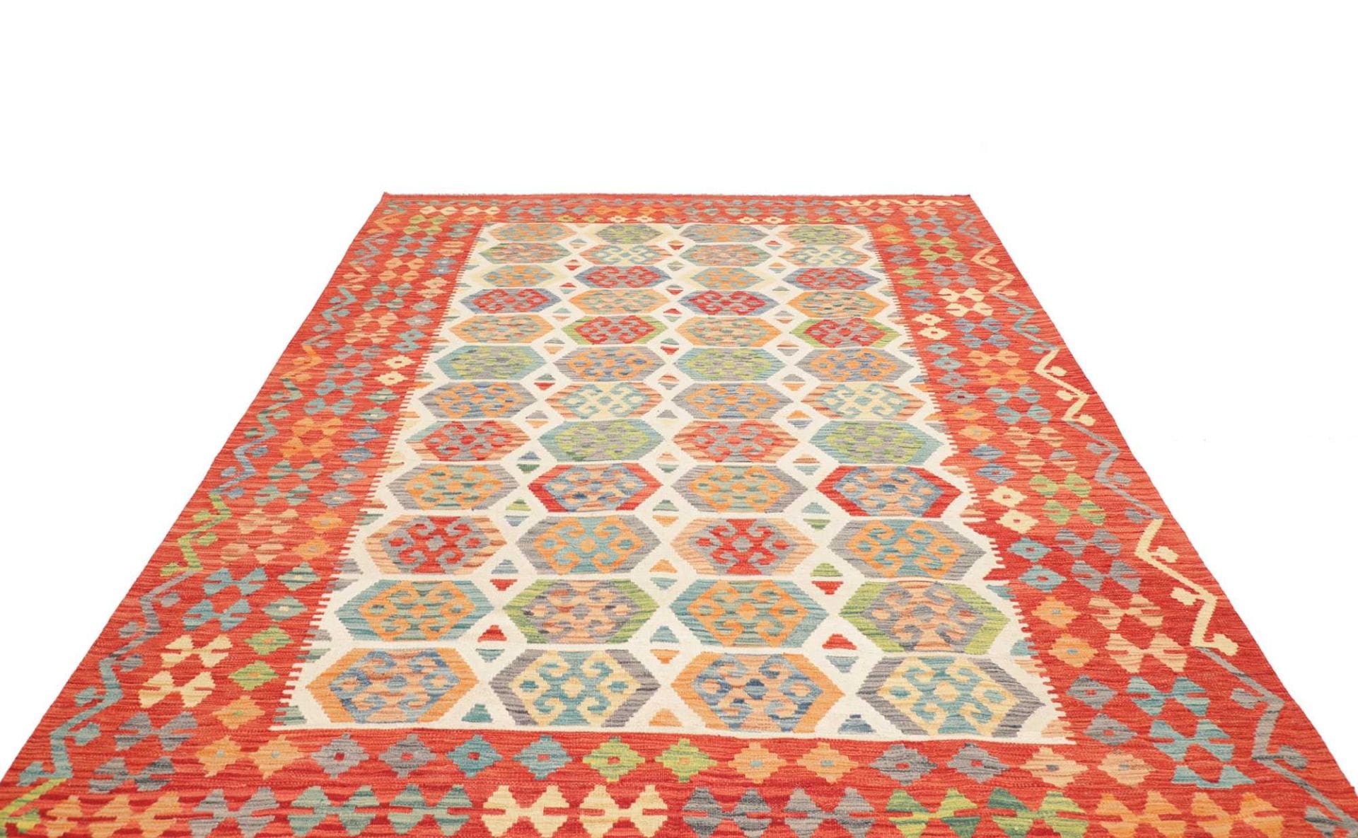 kelim-203-x-307-cm-schurwolle-handgewebt-rustikal-1 Handgewebter Kelim, 203 × 307 cm, Wolle