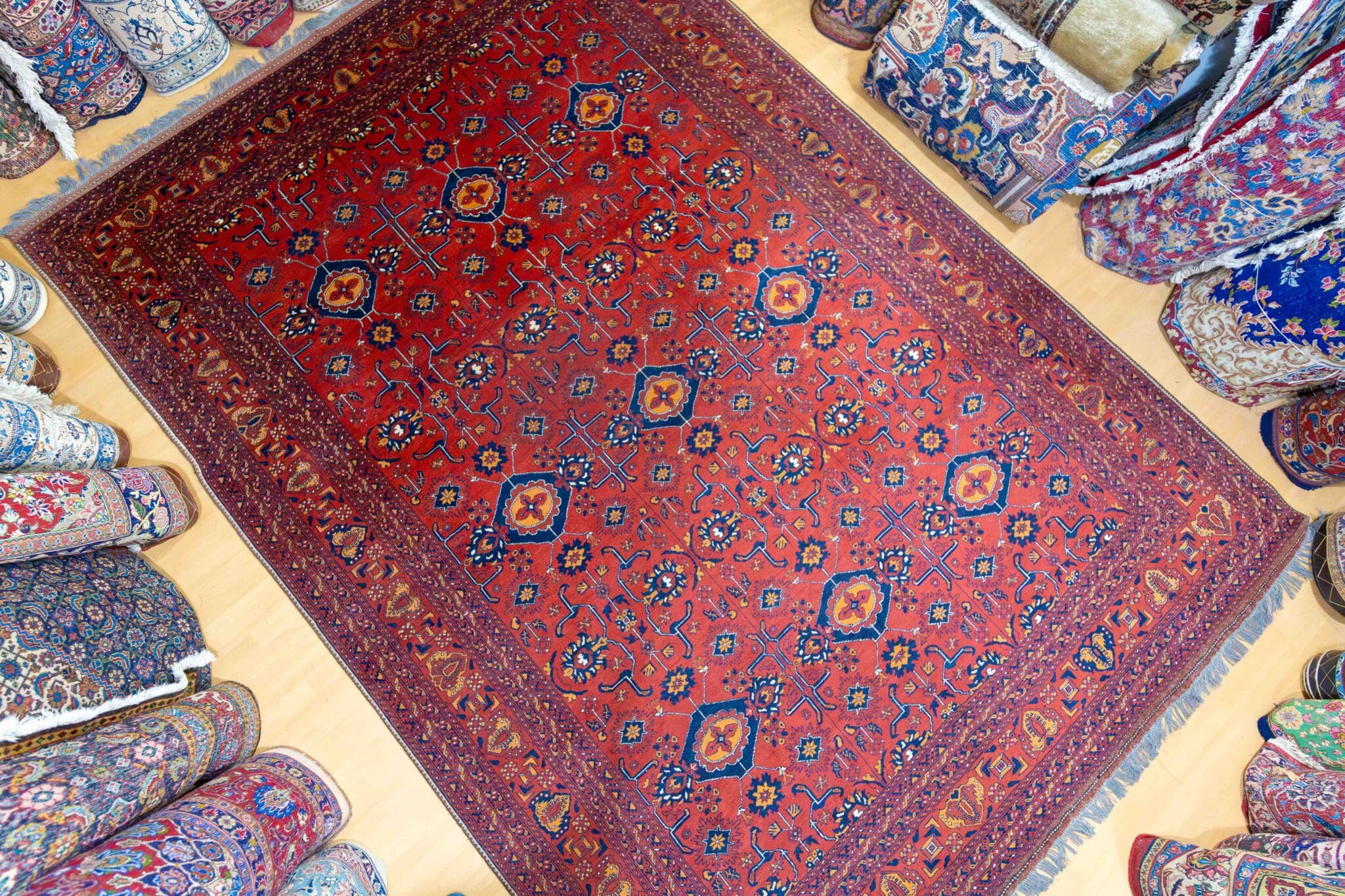 Handgeknüpfter Orientalisch Orientteppich, 348 × 252 cm, Wolle
