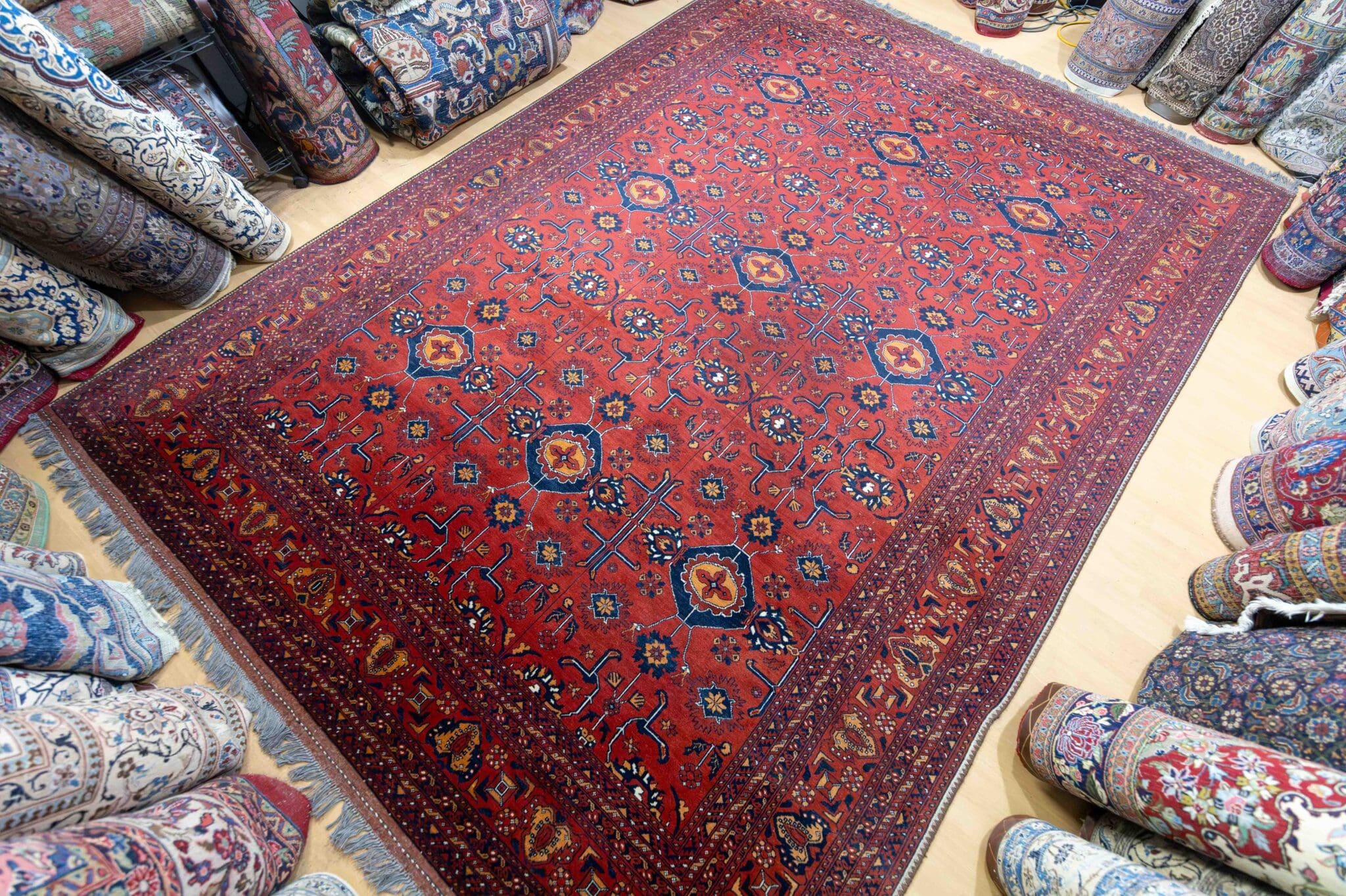 Handgeknüpfter Orientalisch Orientteppich, 348 × 252 cm, Wolle