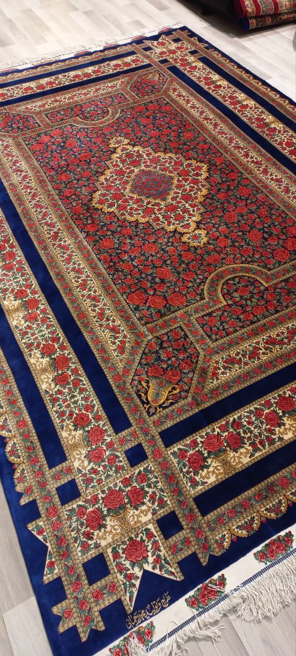 NEU 300×200 cm Handgeknüpfter ORIGINAL Rahmani Ghom Seidenteppich „Rose – Blue Edition“ | 6,00 m² | 70 Raj | 7.188.300 Knoten | 100 % Seide H1