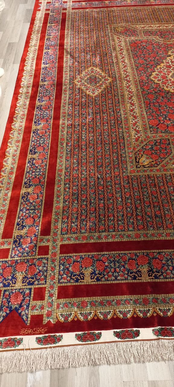 400×300 cm ORIGINAL Rahmani „Rose Signature – Icon der Kollektion“ | 12 m² | 70 Raj | 14.376.600 Knoten | Meisterwerk – Seide auf Seide | Extrem hohe Arbeitsstunden über Jahre H1