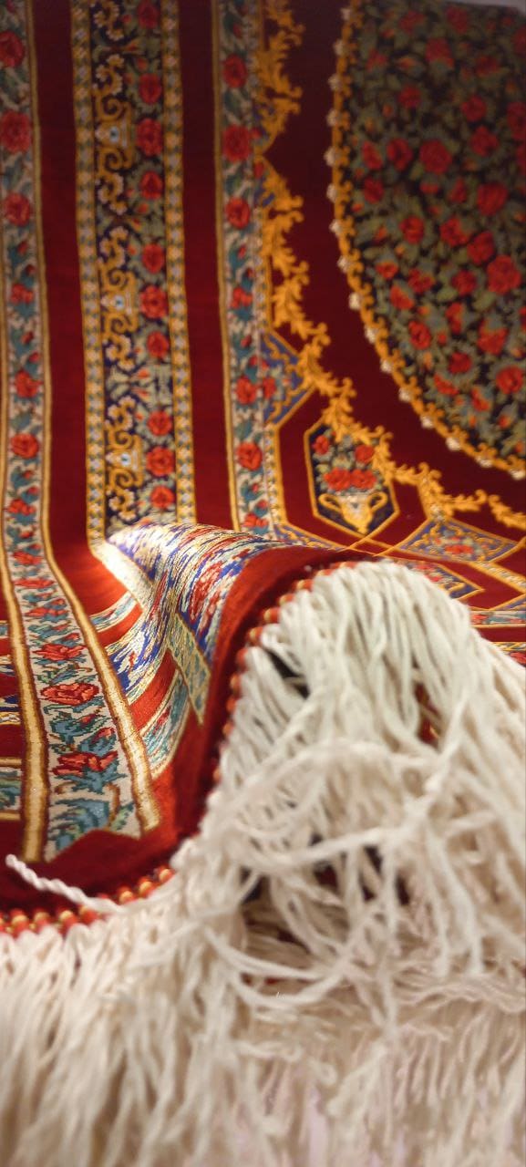 350×250 cm ORIGINAL Rahmani „Rose Blue Edition – Sonderfarbe“ | 8,75 m² | 70 Raj | 10.471.938 Knoten | Meisterwerk – Jahre lange Knüpfzeit | Seide auf Seide H1