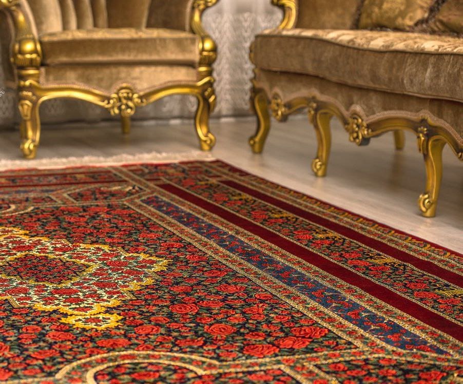 350×250 cm ORIGINAL Rahmani „Rose Blue Edition – Sonderfarbe“ | 8,75 m² | 70 Raj | 10.471.938 Knoten | Meisterwerk – Jahre lange Knüpfzeit | Seide auf Seide H1