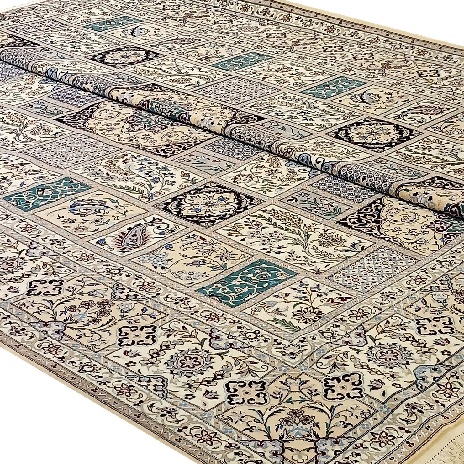 perserteppich-nain-6la-302-x-208-cm-schurwolle-seide-handgeknupft-2 Handgeknüpfter Nain Perserteppich, 302 × 208 cm, Wolle