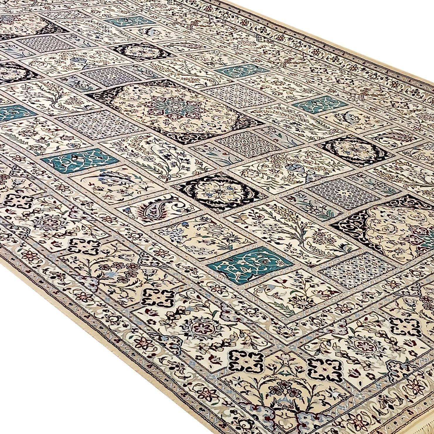 perserteppich-nain-6la-302-x-208-cm-schurwolle-seide-handgeknupft-5 Handgeknüpfter Nain Perserteppich, 302 × 208 cm, Wolle