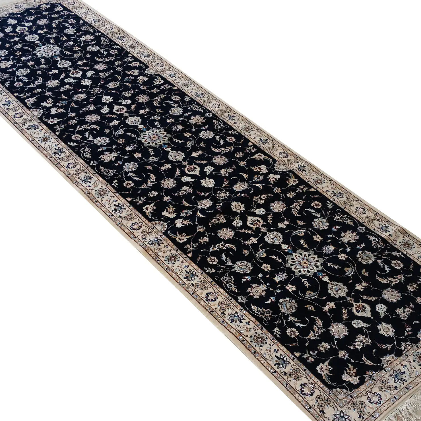 perserteppich-nain-6la-85-x-315-cm-wolle-seide-handgeknupft-4 Handgeknüpfter Nain Perserteppich 85 × 315 cm