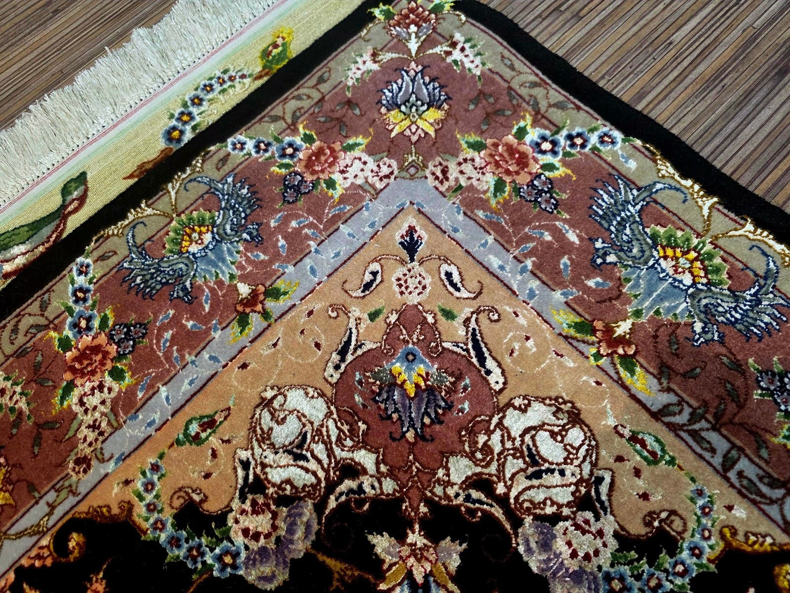 Handgeknüpfter Täbriz Perserteppich, 165 × 100 cm, Wolle & Seide