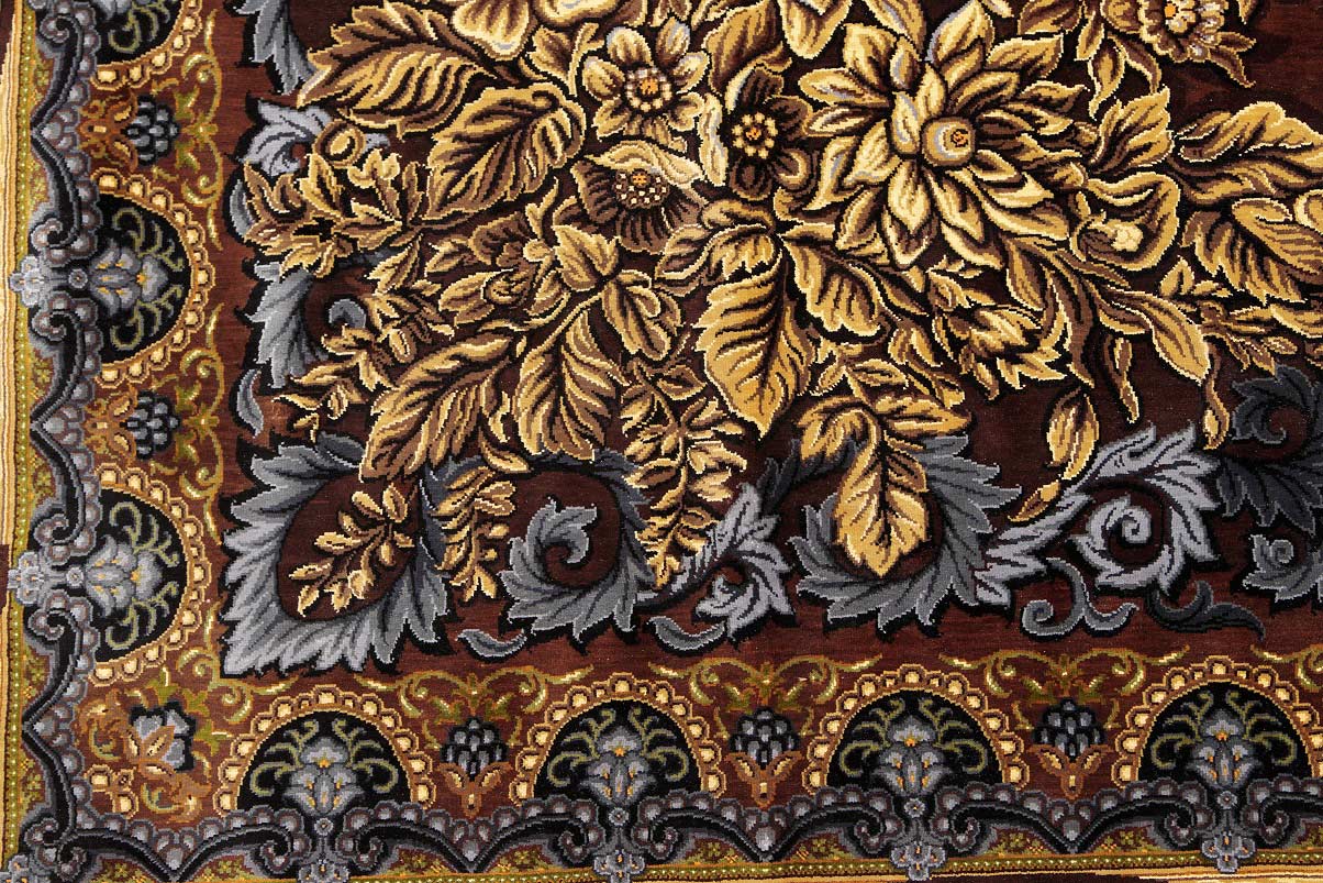 NEU 242×246 cm Handgeknüpfter Hossein Erami Ghom Seidenteppich „Golfarang – Brown“ | 5,95 m² | 73,45 Raj | 6.553.600 Knoten | 100 % Seide auf Seide H1