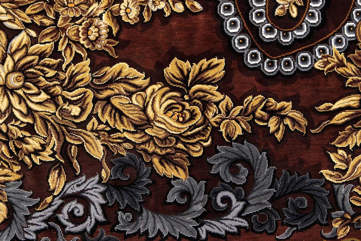 NEU 242×246 cm Handgeknüpfter Hossein Erami Ghom Seidenteppich „Golfarang – Brown“ | 5,95 m² | 73,45 Raj | 6.553.600 Knoten | 100 % Seide auf Seide H1