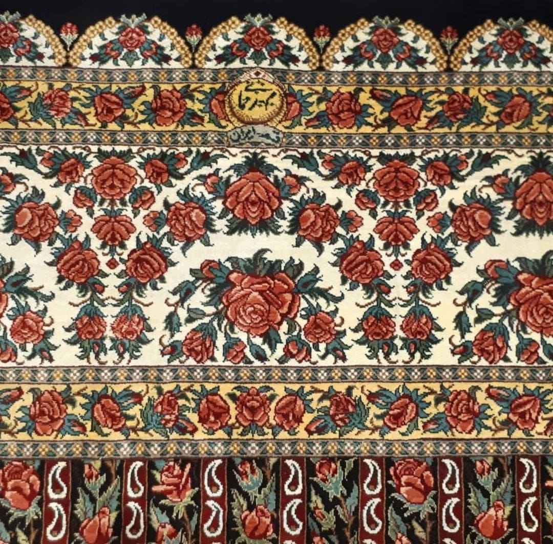 400×300 cm ORIGINAL Rahmani „Rose Signature – Icon der Kollektion“ | 12 m² | 70 Raj | 14377000 Knoten | Meisterwerk – Seide auf Seide | Extrem hohe Arbeitsstunden über Jahre H1