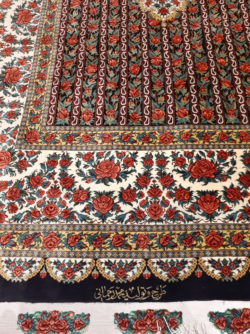 400×300 cm ORIGINAL Rahmani „Rose Signature – Icon der Kollektion“ | 12 m² | 70 Raj | 14377000 Knoten | Meisterwerk – Seide auf Seide | Extrem hohe Arbeitsstunden über Jahre H1