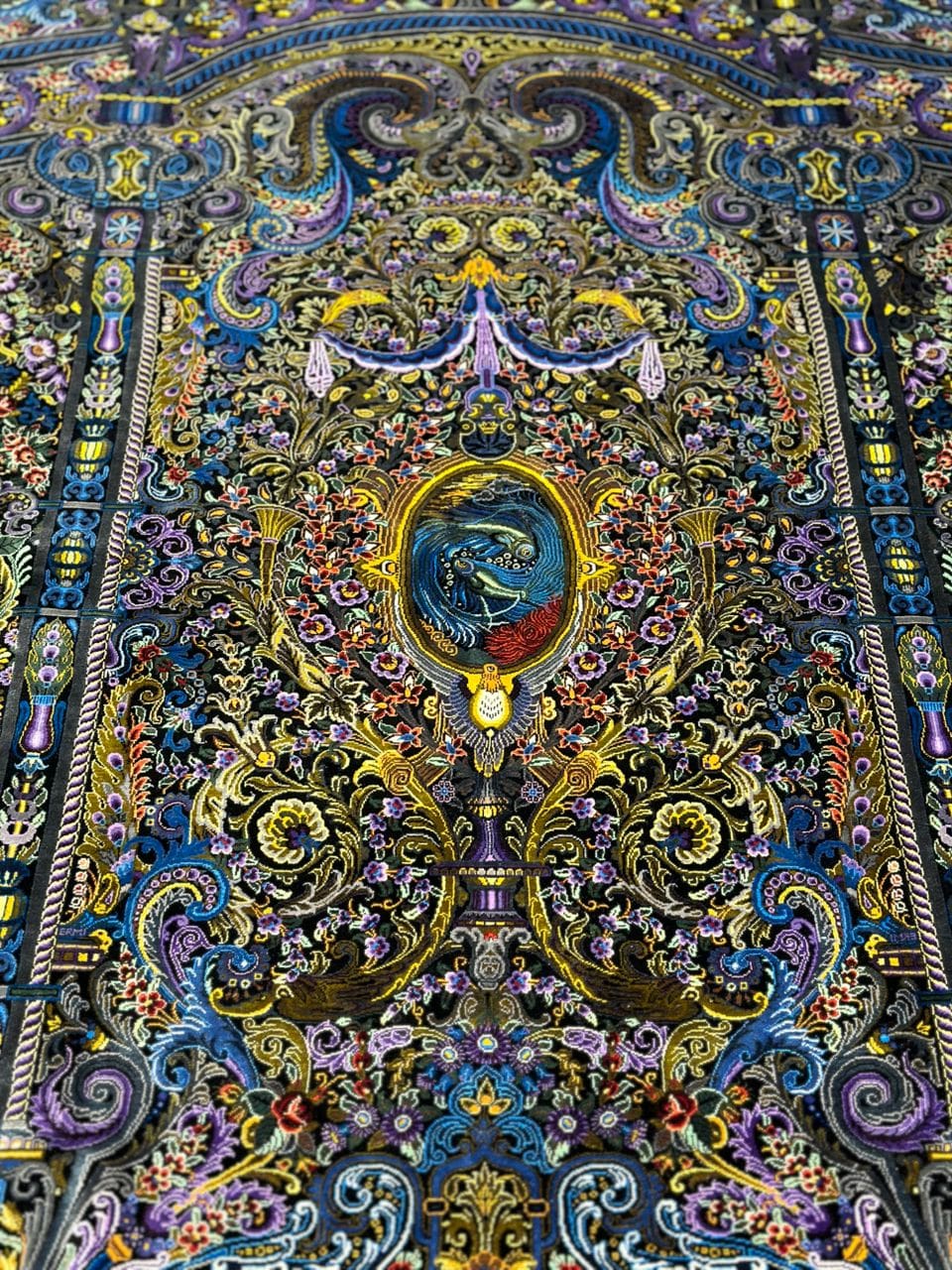 NEU 200×135 cm Handgeknüpfter Ghalicheh Erami Qom Seidenteppich | 70 Raj | 2,70 m² | 2.700.000 Knoten | Hochkomplexes florales Meisterwerk H1