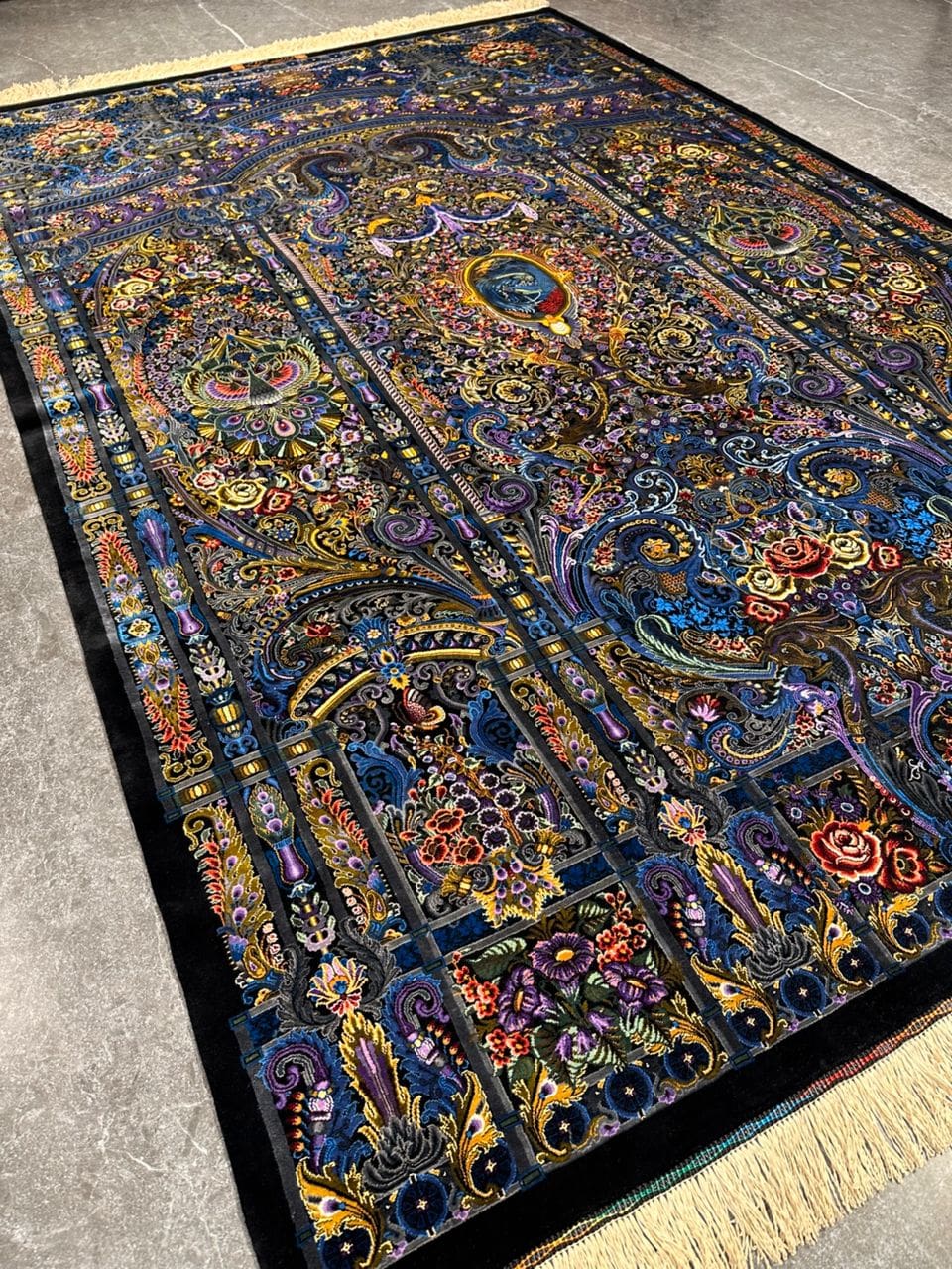 NEU 200×135 cm Handgeknüpfter Ghalicheh Erami Qom Seidenteppich | 70 Raj | 2,70 m² | 2.700.000 Knoten | Hochkomplexes florales Meisterwerk H1