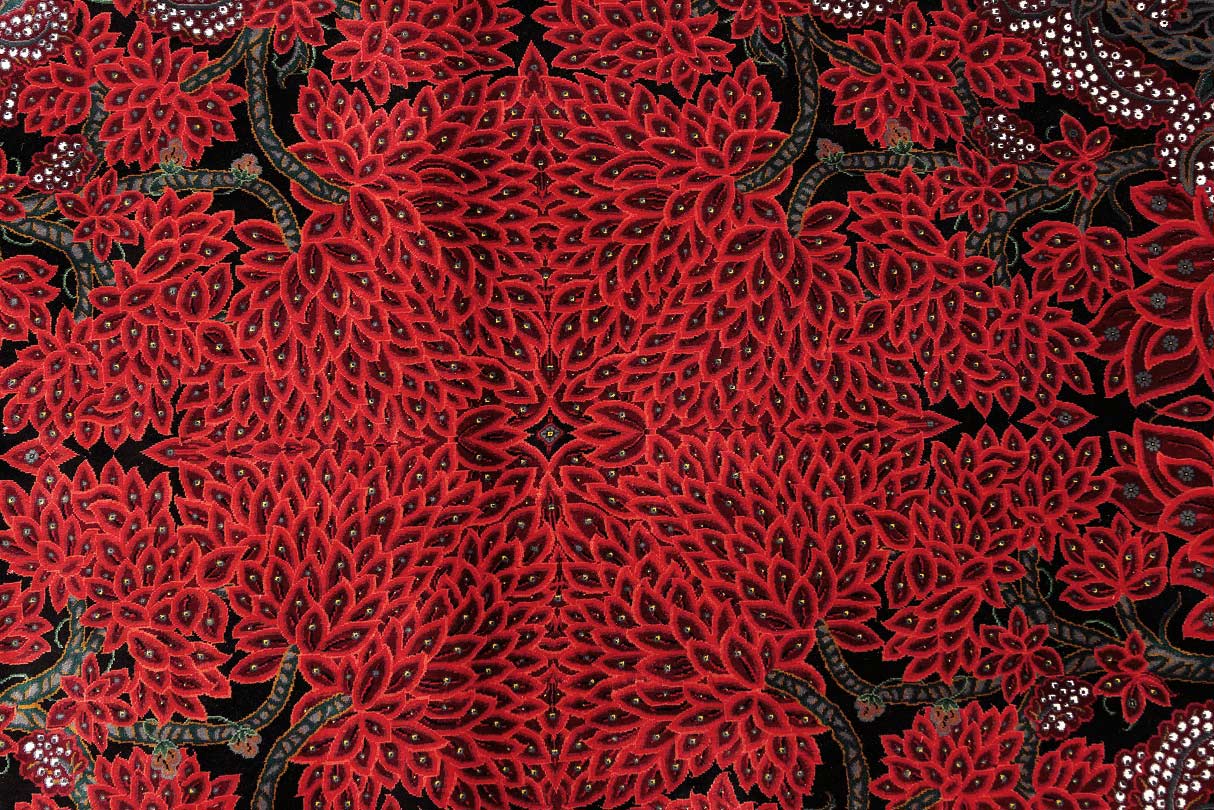 NEU 200×210 cm Handgeknüpfter Erami Ghom Seidenteppich „Flower Garden – Golfarang“ | 70 Raj | ca. 4.200.000 Knoten | 100 % Seide auf Seide H1