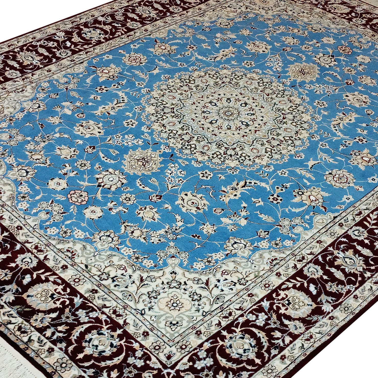 Handgeknüpfter Nain Perserteppich, 160 × 220 cm, Wolle & Seide