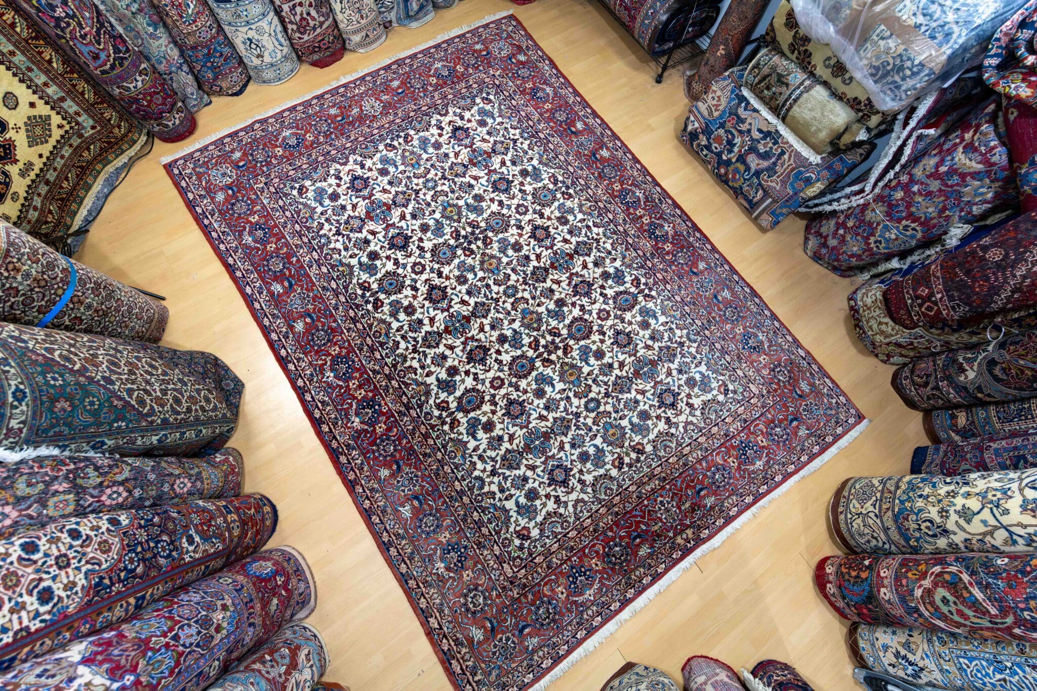 Handgeknüpfter Isfahan Perserteppich, 311 × 223 cm, Wolle