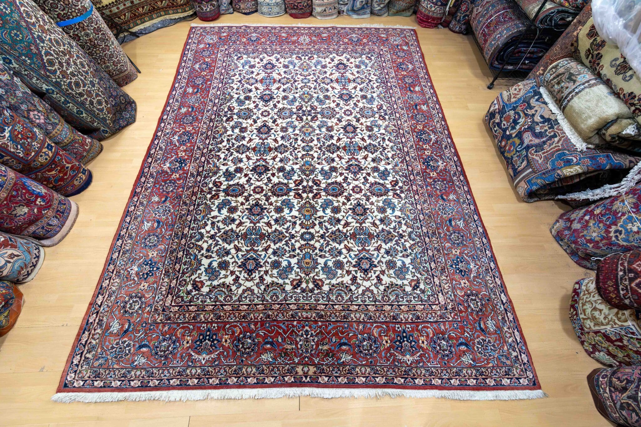 Handgeknüpfter Isfahan Perserteppich, 311 × 223 cm, Wolle