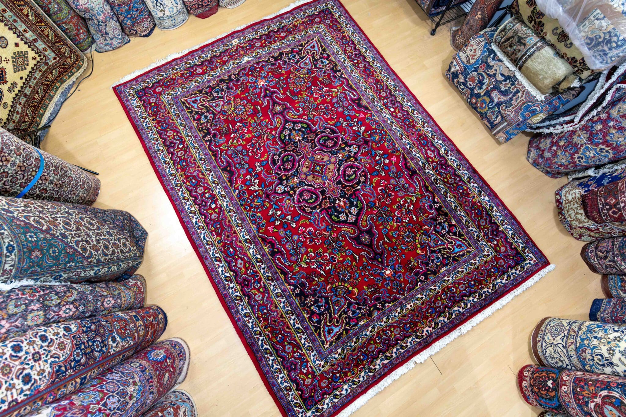 Handgeknüpfter Mashhad Perserteppich, 293 × 215 cm, Wolle