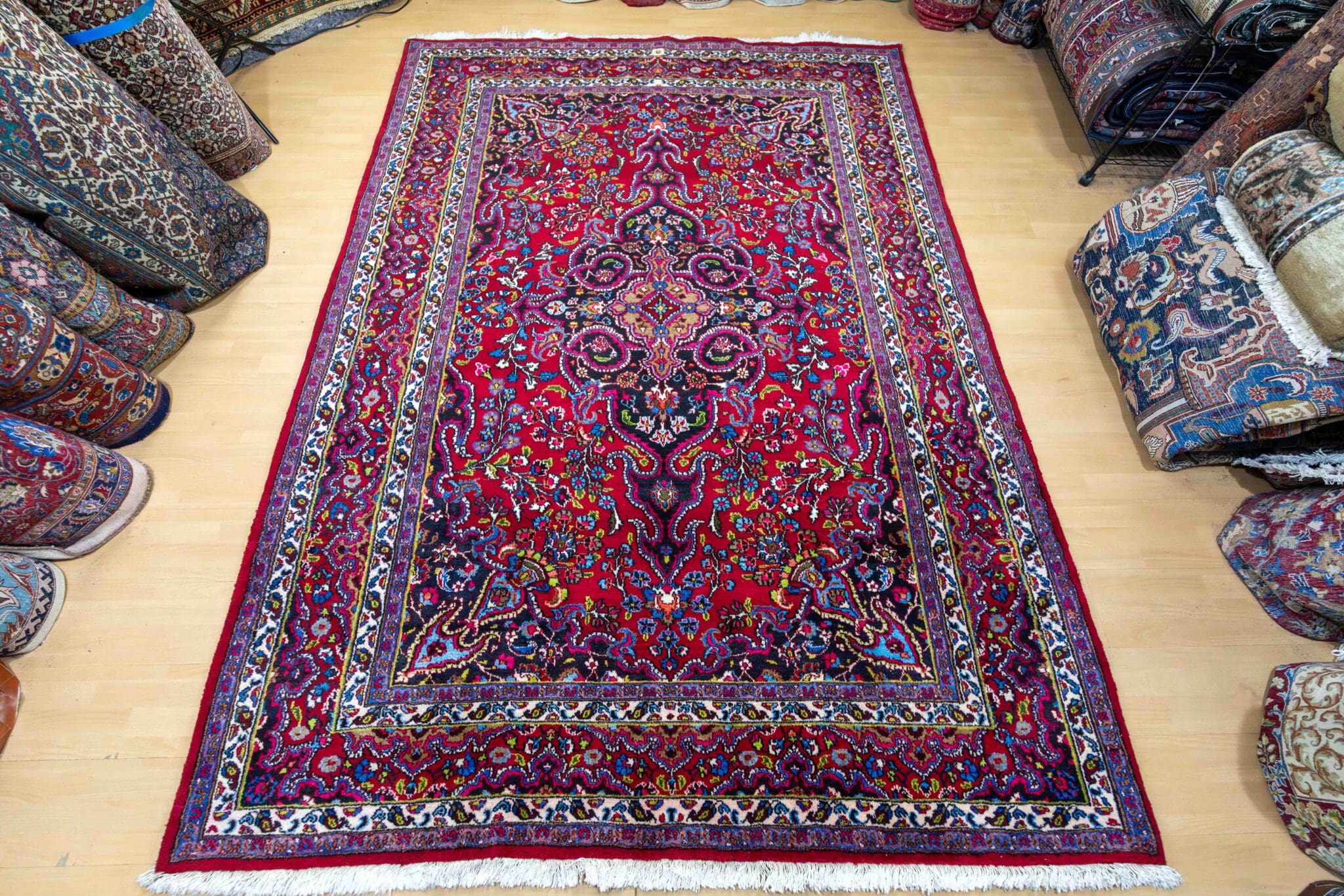 Handgeknüpfter Mashhad Perserteppich, 293 × 215 cm, Wolle