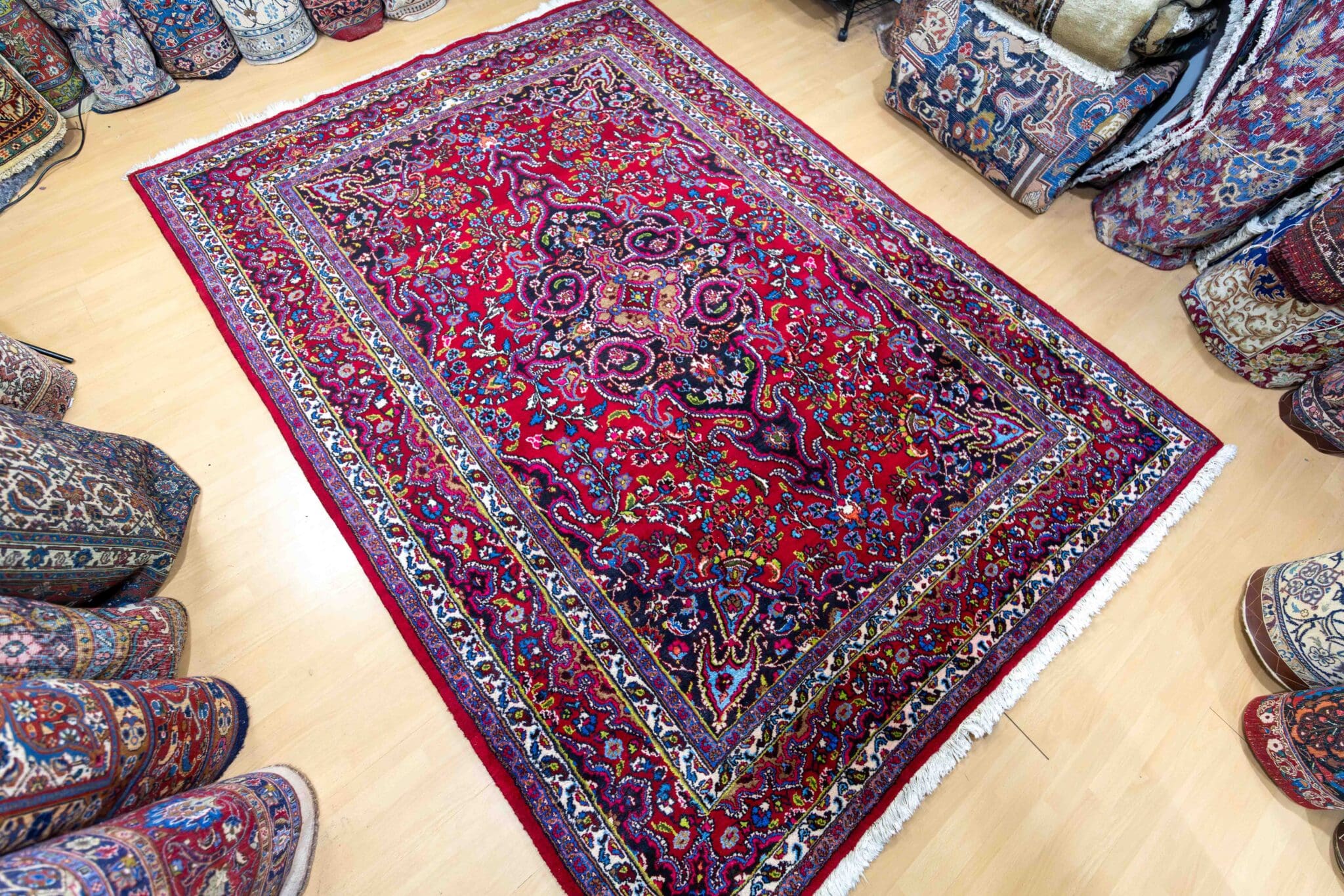 Handgeknüpfter Mashhad Perserteppich, 293 × 215 cm, Wolle