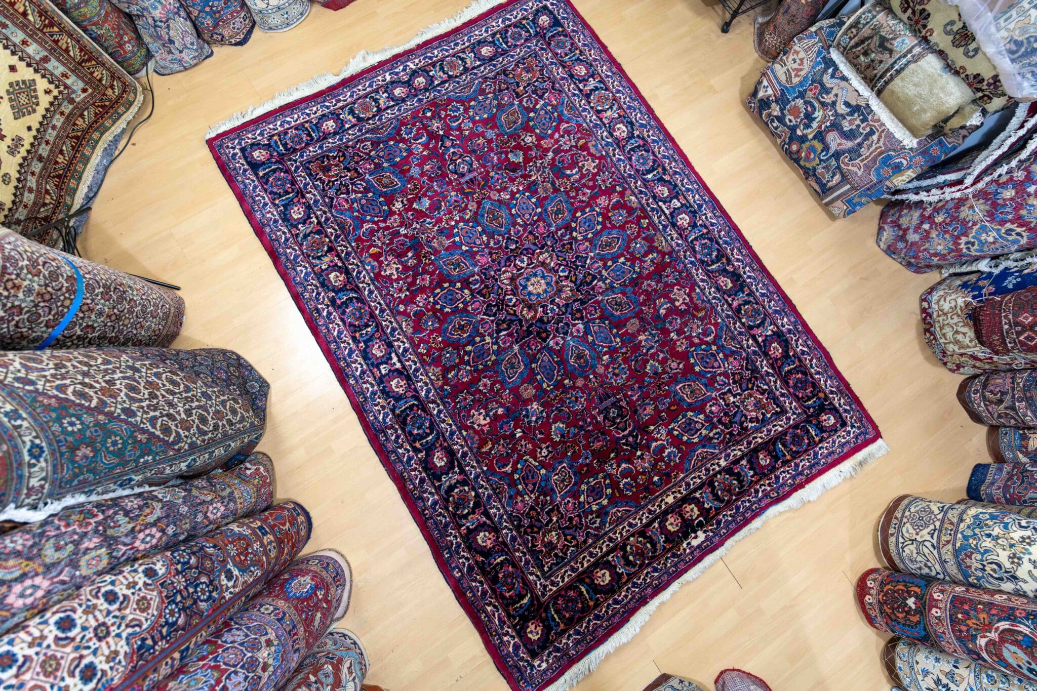 Handgeknüpfter Mashhad Perserteppich, 283 × 200 cm, Wolle