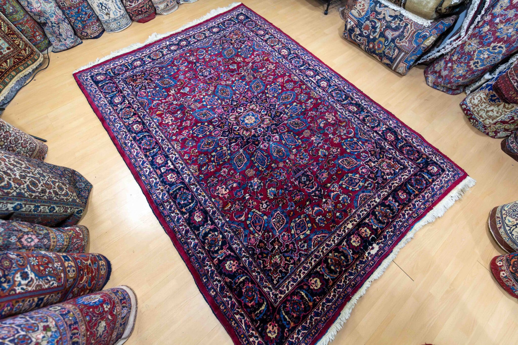 Handgeknüpfter Mashhad Perserteppich, 283 × 200 cm, Wolle