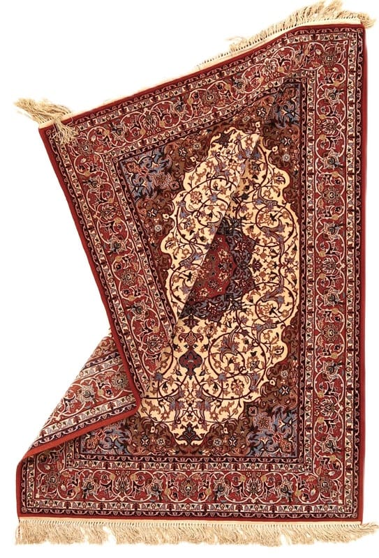 Handgeknüpfter Isfahan Perserteppich, 162 × 115 cm, Wolle & Seide