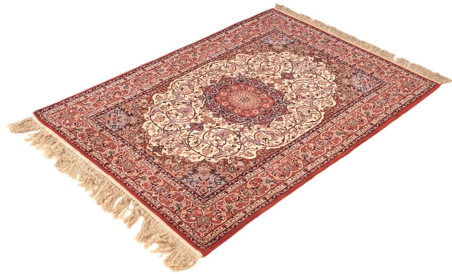 Handgeknüpfter Isfahan Perserteppich, 162 × 115 cm, Wolle & Seide