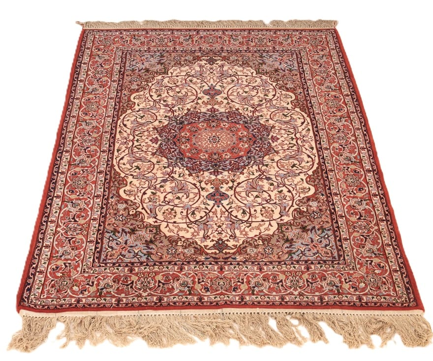 Handgeknüpfter Isfahan Perserteppich, 162 × 115 cm, Wolle & Seide
