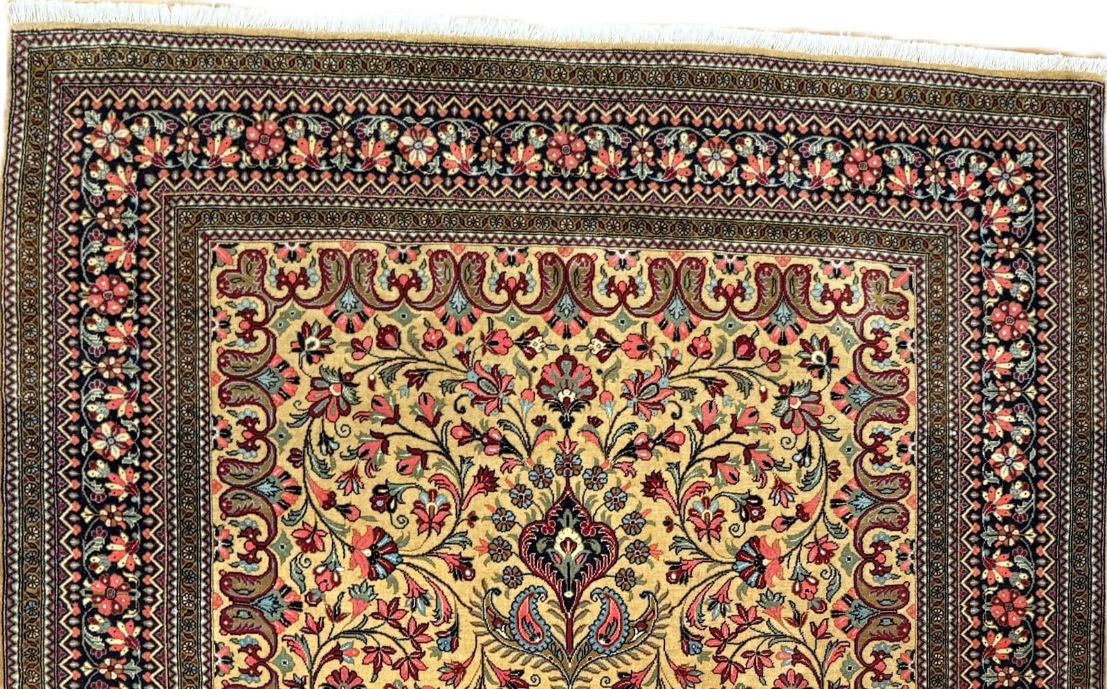perserteppich-ghom-226-x-149-cm-baumwolle-wolle-handgeknupft-4 Handgeknüpfter Ghom Perserteppich 226 × 149 cm