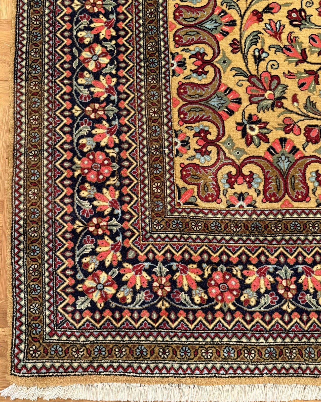 perserteppich-ghom-226-x-149-cm-baumwolle-wolle-handgeknupft-5 Handgeknüpfter Ghom Perserteppich 226 × 149 cm