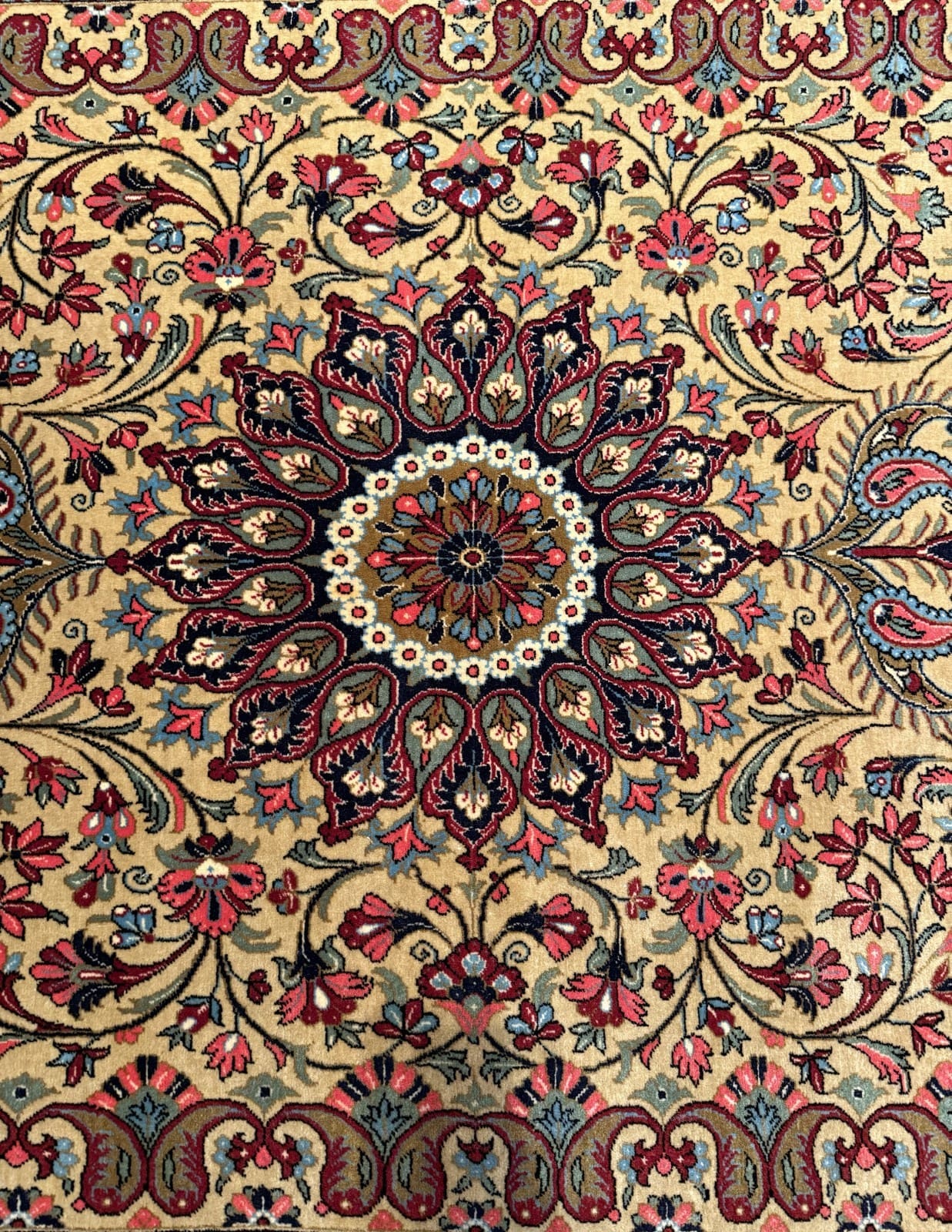 perserteppich-ghom-226-x-149-cm-baumwolle-wolle-handgeknupft-7 Handgeknüpfter Ghom Perserteppich 226 × 149 cm