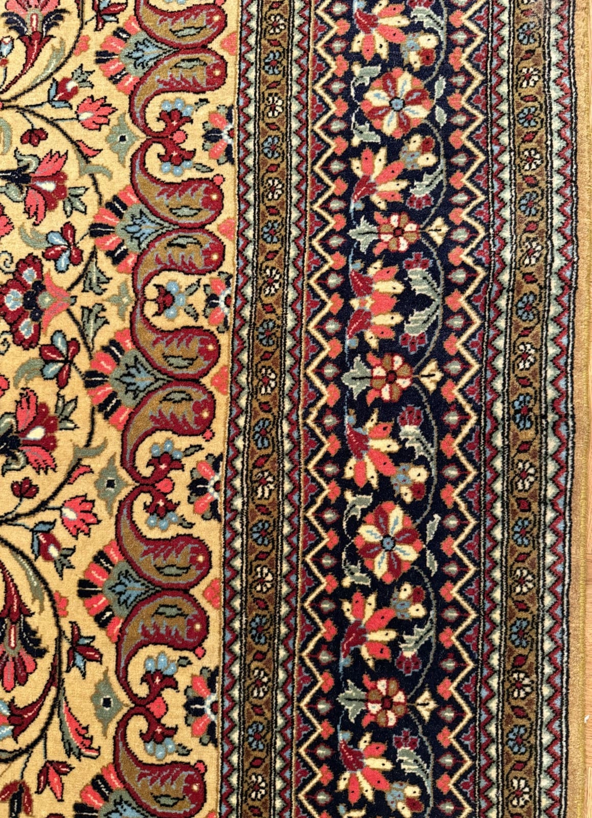 perserteppich-ghom-226-x-149-cm-baumwolle-wolle-handgeknupft-8 Handgeknüpfter Ghom Perserteppich 226 × 149 cm