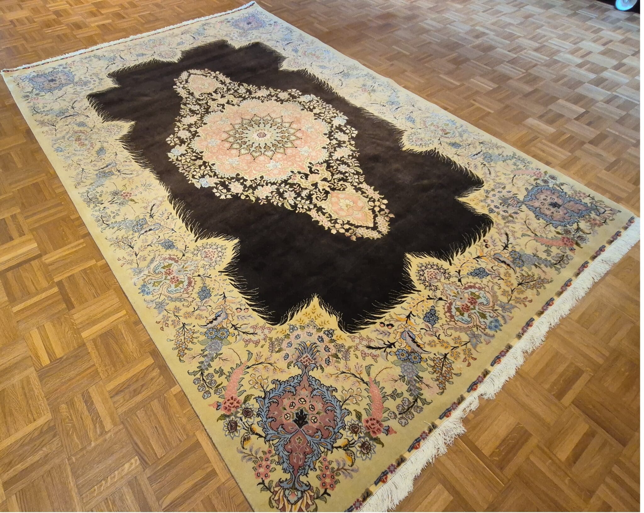 Handgeknüpfter Täbriz Perserteppich, 300 × 205 cm, Wolle & Seide