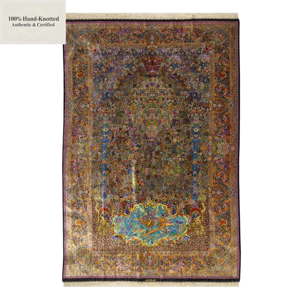 Ghom Perserteppich 300 × 200 cm aus Seide, handgeknüpft
