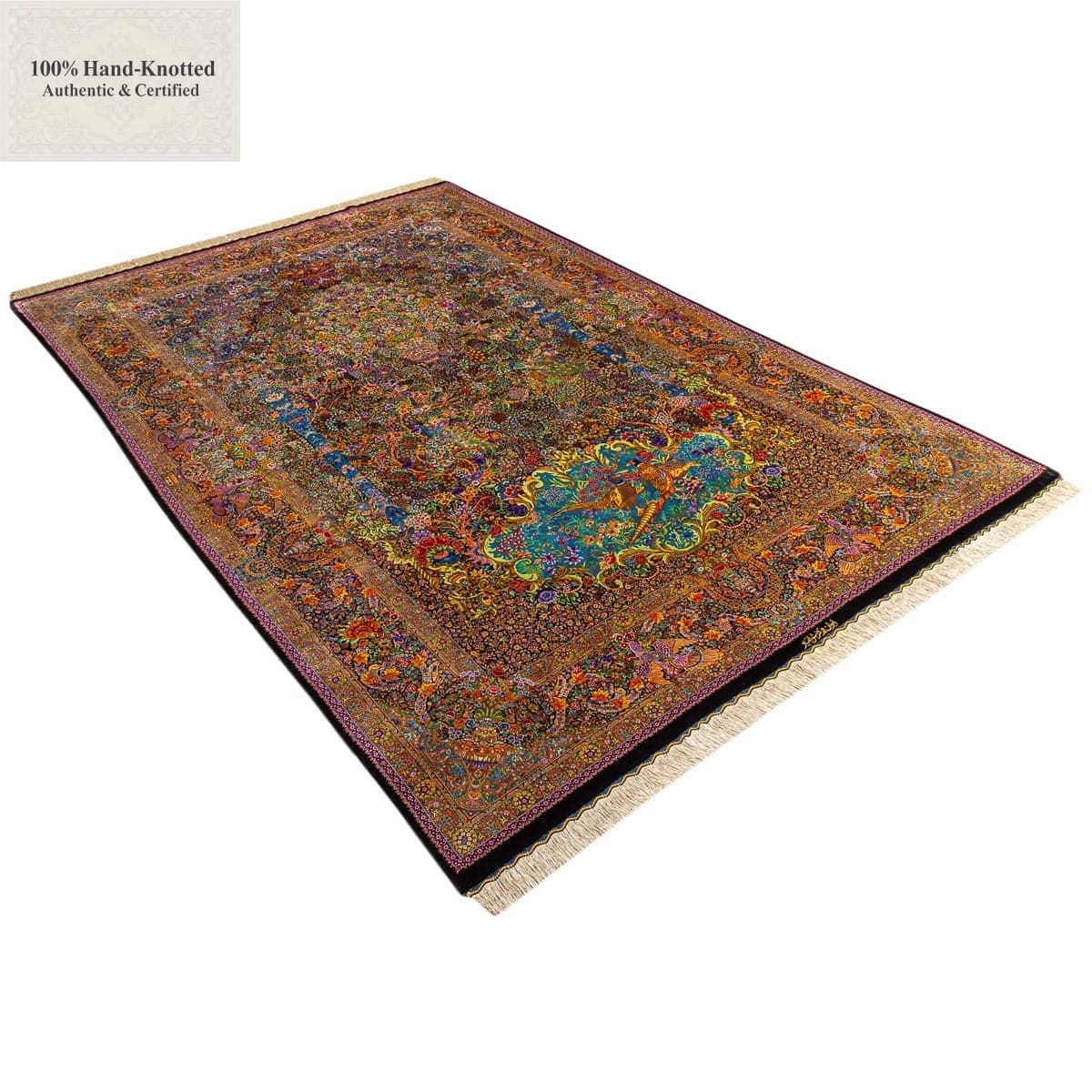 Ghom Perserteppich 300 × 200 cm aus Seide, handgeknüpft