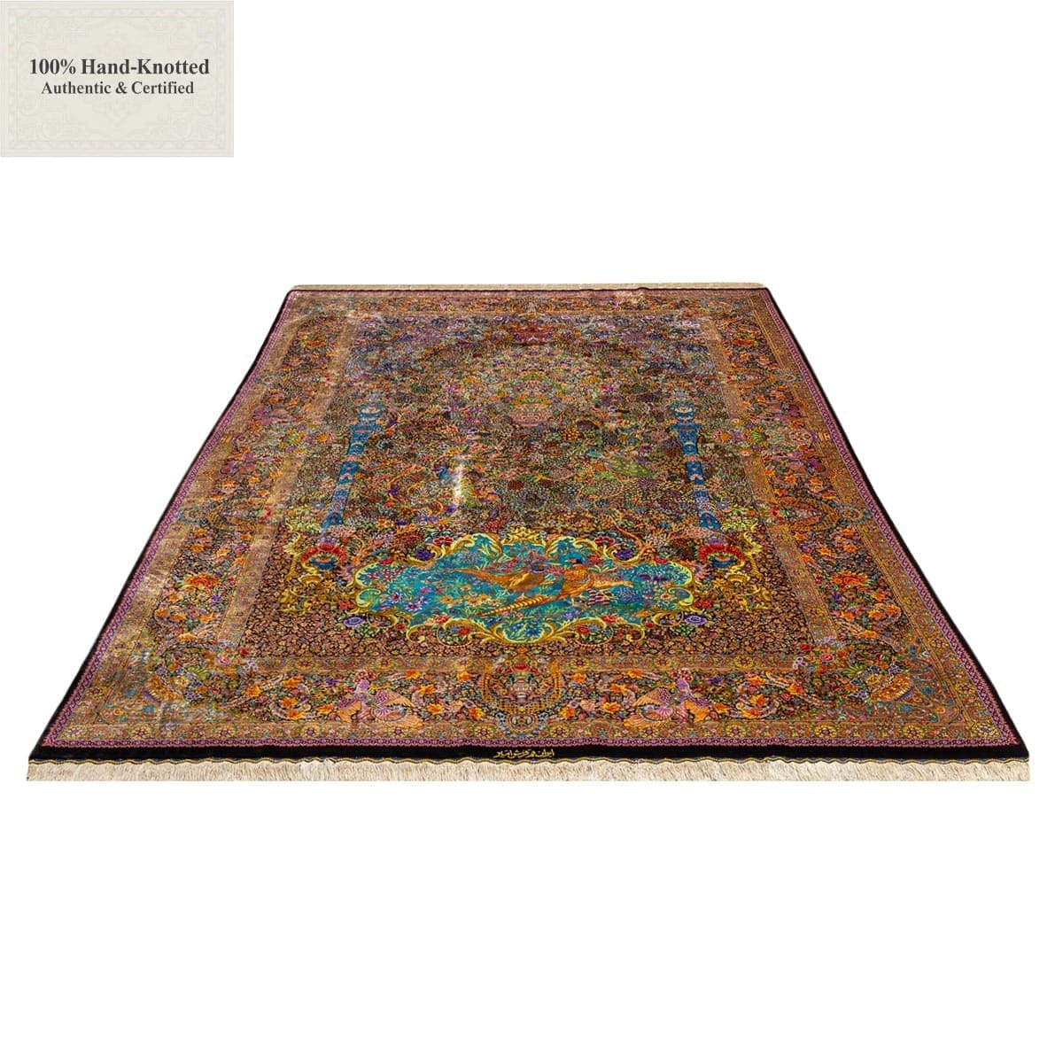 Ghom Perserteppich 300 × 200 cm aus Seide, handgeknüpft