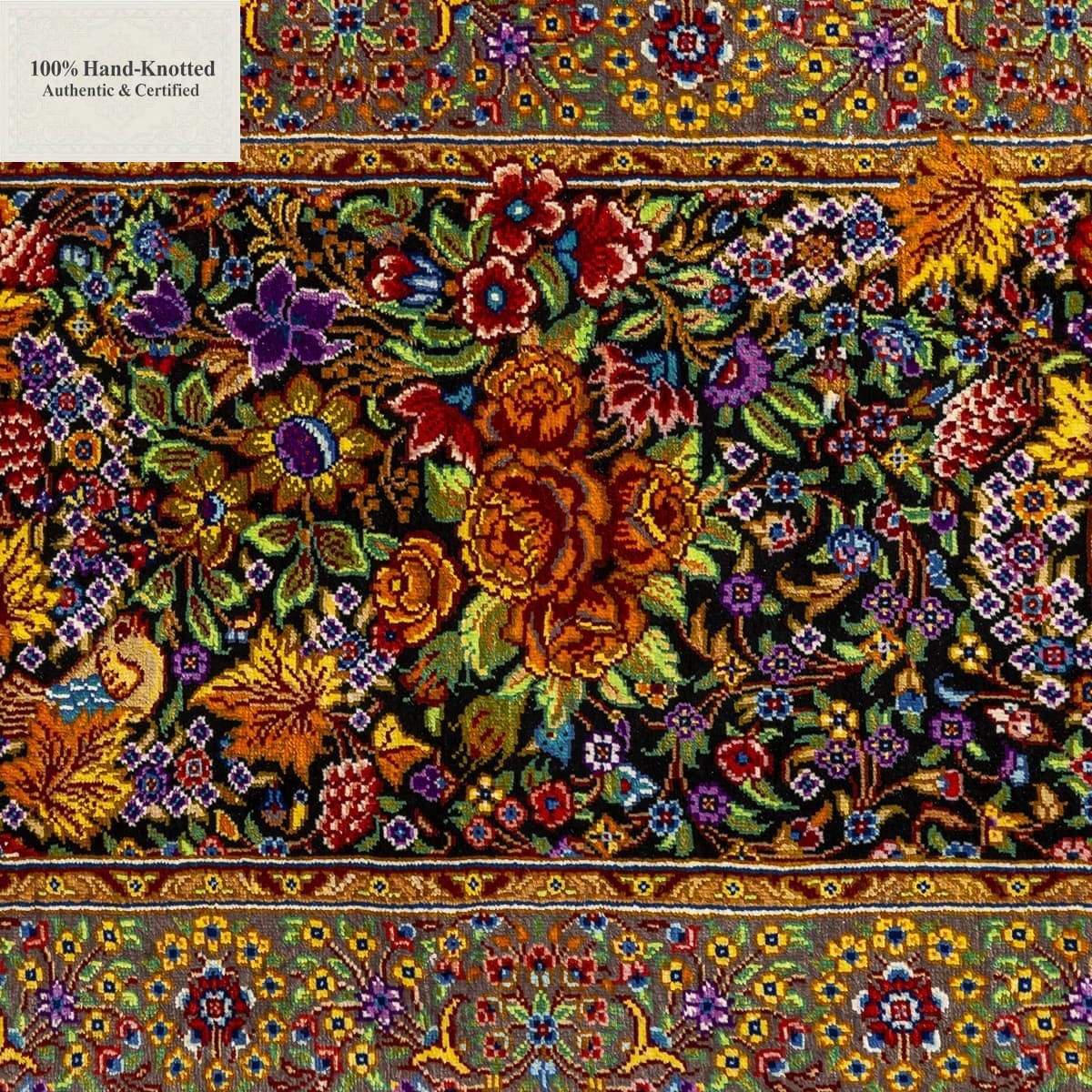 Ghom Perserteppich 300 × 200 cm aus Seide, handgeknüpft