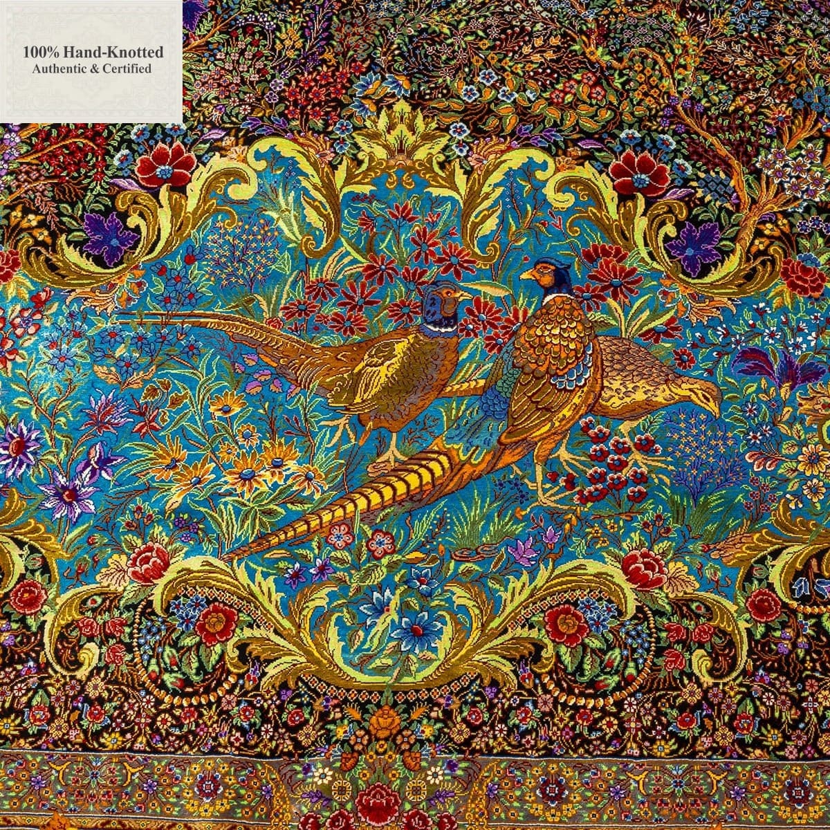 Ghom Perserteppich 300 × 200 cm aus Seide, handgeknüpft
