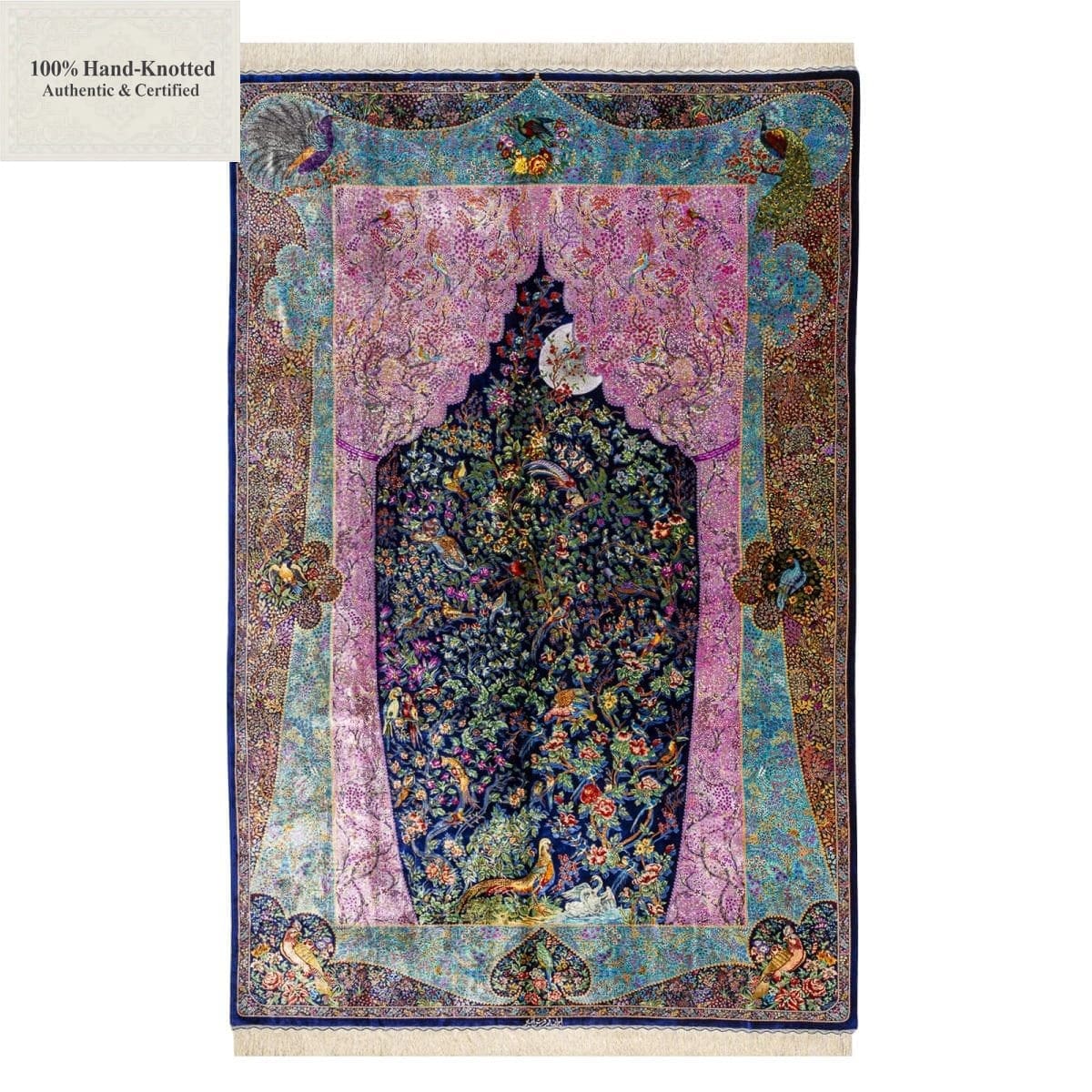 Ghom Perserteppich 300 × 200 cm aus Seide, handgeknüpft