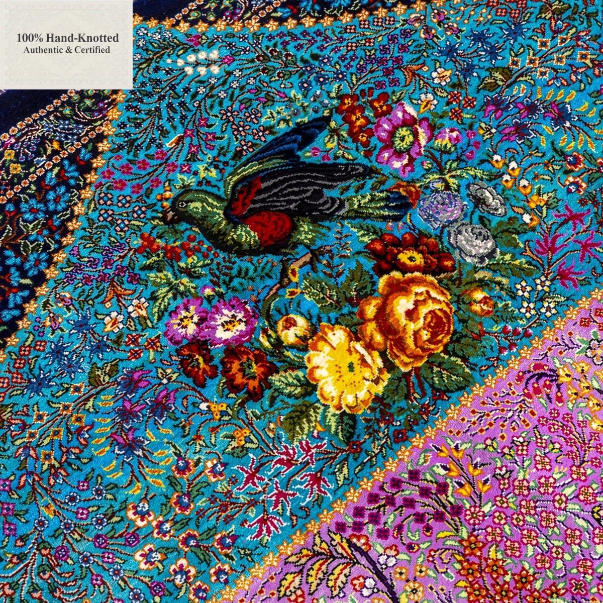 Ghom Perserteppich 300 × 200 cm aus Seide, handgeknüpft