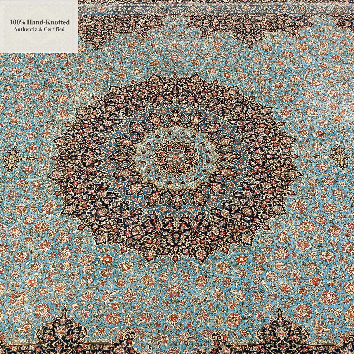 Ghom Perserteppich 198 × 300 cm aus Seide, handgeknüpft