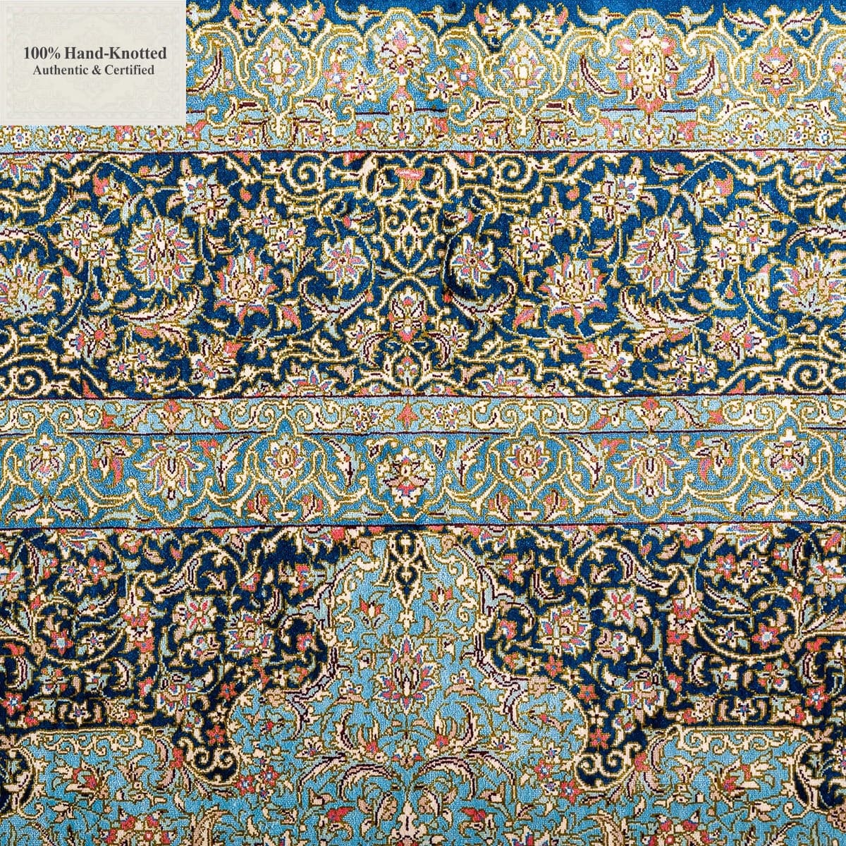 Ghom Perserteppich 198 × 300 cm aus Seide, handgeknüpft