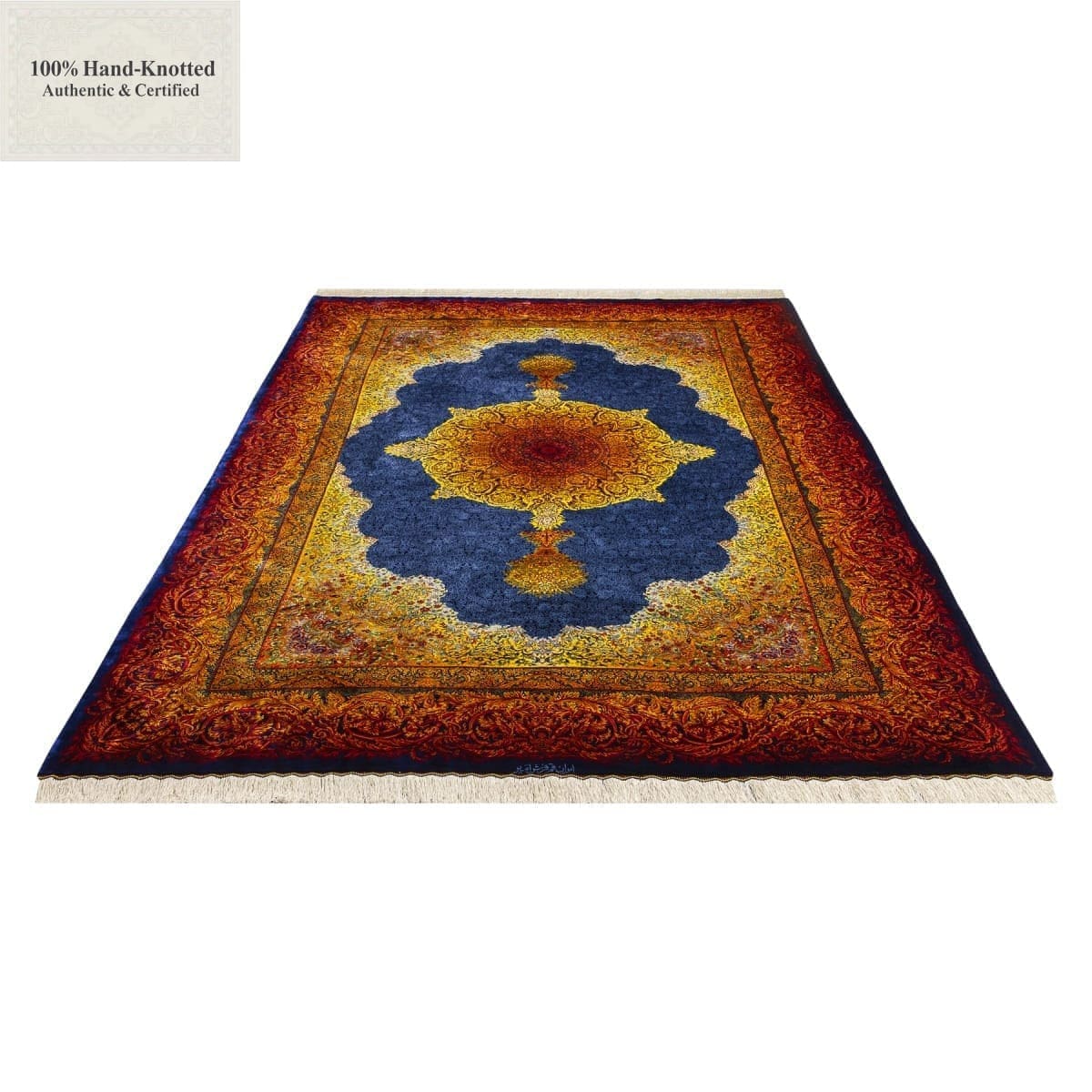 Ghom Perserteppich 295 × 200 cm aus Seide, handgeknüpft