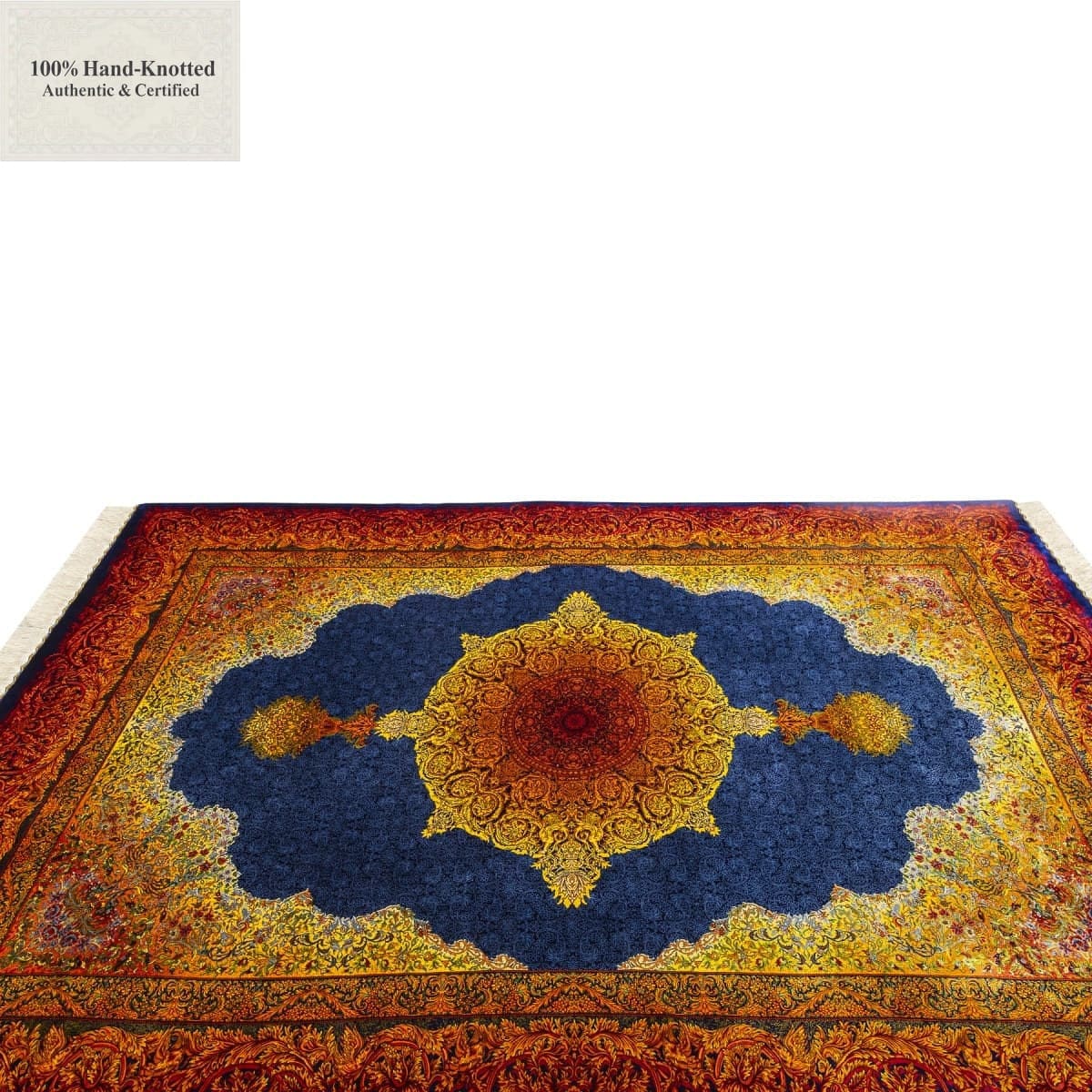 Ghom Perserteppich 295 × 200 cm aus Seide, handgeknüpft